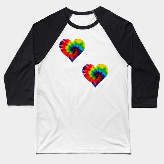 Tie Die Hearts Baseball T-Shirt by stickersbyjori